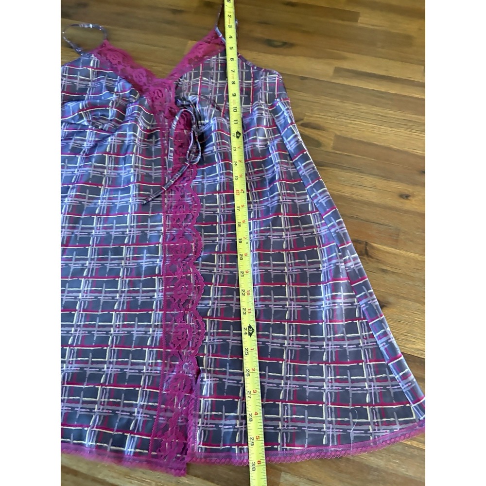 Victorias Secret  Angels Chemise Babydoll Nightgown Womens Size Large Plaid Lace - Picture 12 of 16